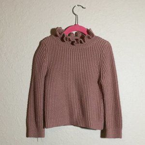 GB Girls Dusty Rose Knit Ruffled Mock Turtleneck